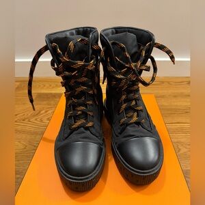 Hermes Quilted Parachute Fabric Fresh Short Boots Size 36.5